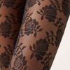 40 Denier Tulle Tights with Rose Pattern