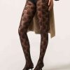 40 Denier Tulle Tights with Rose Pattern