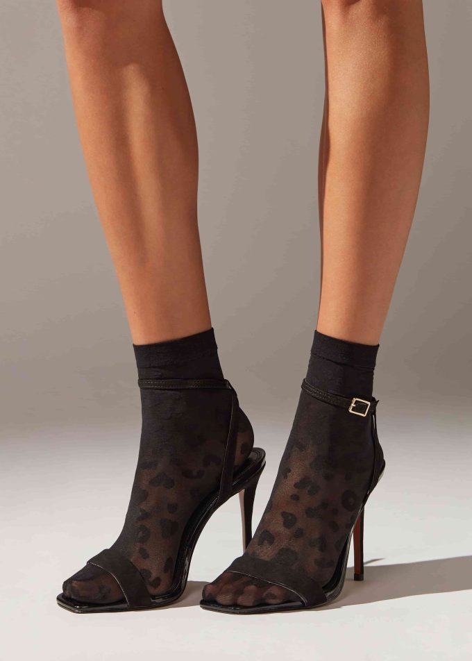 Animal Print Sheer Short Socks