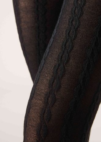 Cable Pattern Cashmere Tights