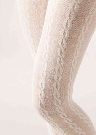 Cable Pattern Cashmere Tights