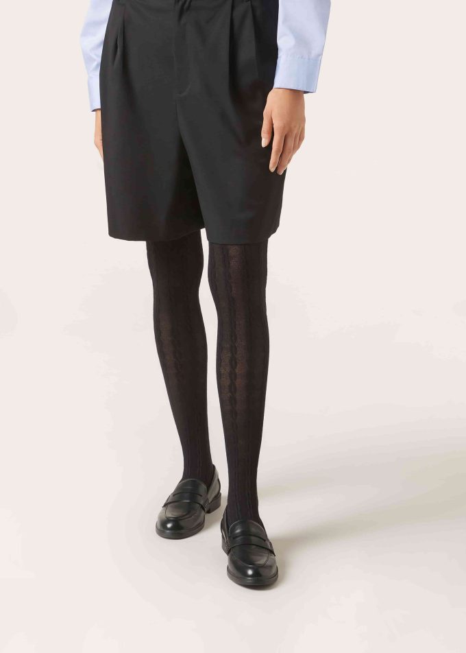 Cable Pattern Cashmere Tights