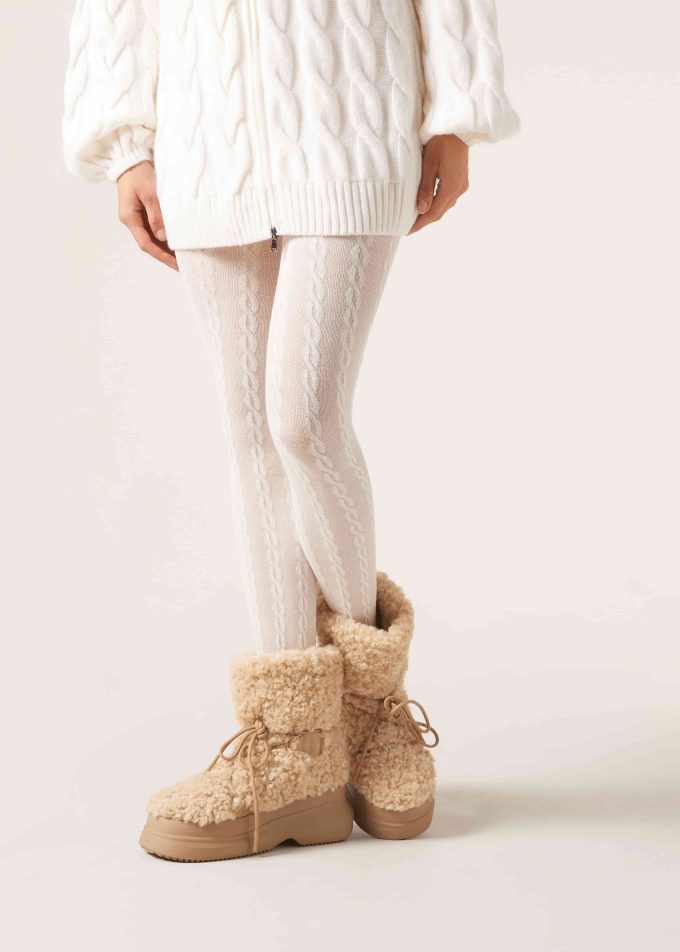 Cable Pattern Cashmere Tights