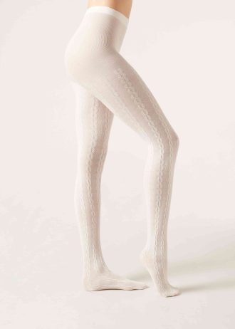Cable Pattern Cashmere Tights