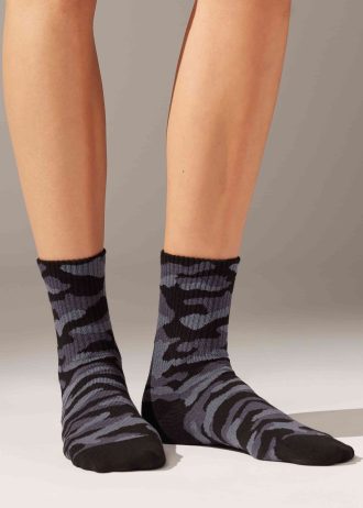 Camouflage-Patterned Short Sport Socks