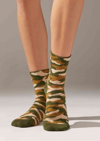 Camouflage-Patterned Short Sport Socks