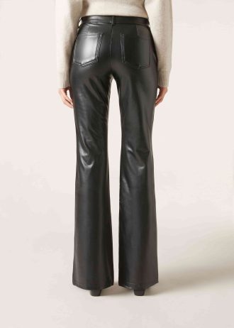 Coated-Effect Flared Trousers