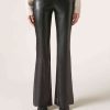 Coated-Effect Flared Trousers