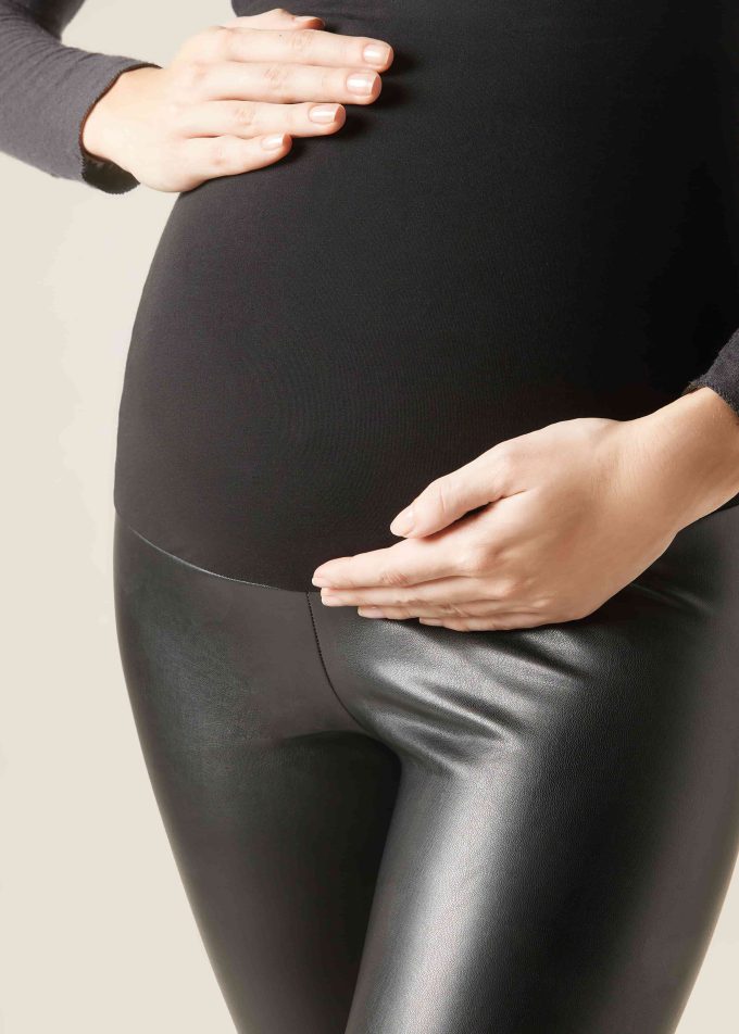 Coated-Effect Maternity Leggings