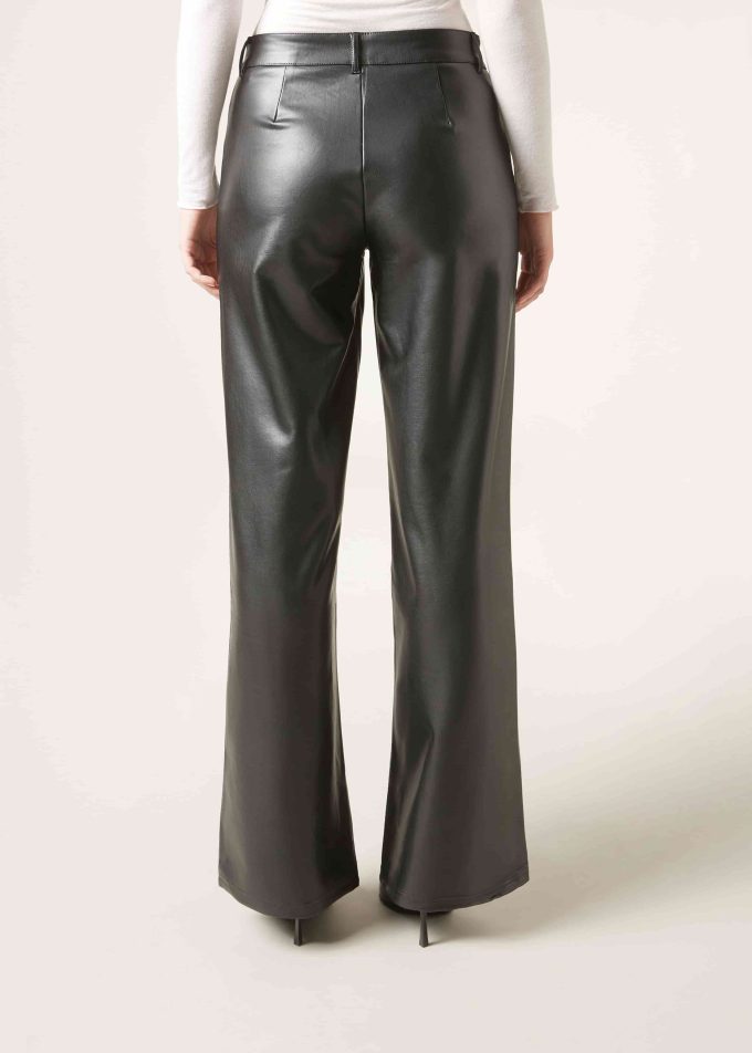 Coated-Effect Palazzo Trousers