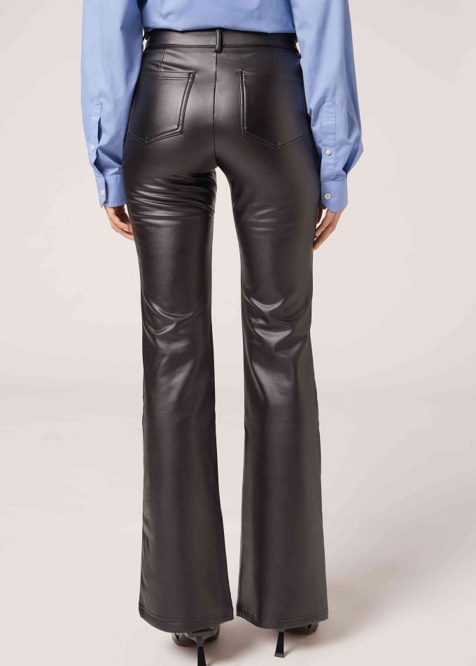 Coated Thermal Flare Leggings