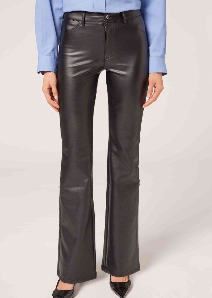 Coated Thermal Flare Leggings