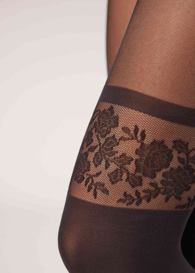 Floral Frill 70 Denier Longuette Effect Tights
