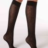Floral-Patterned Mesh Knee-Highs Socks Floral-Patterned Mesh Knee-Highs Socks