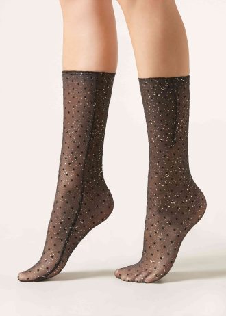 Gathered Sheer Polka Dot Socks