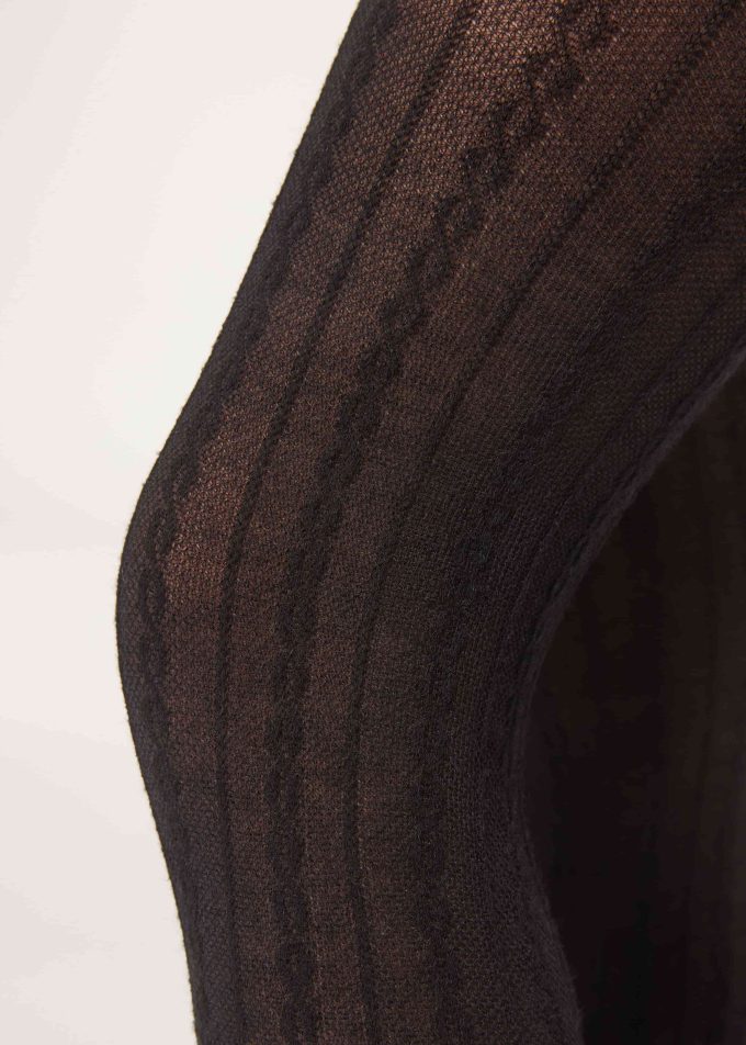 Girls’ Cashmere Tights with Cable Pattern