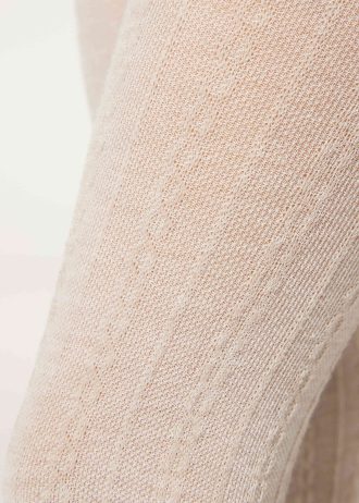 Girls’ Cashmere Tights with Cable Pattern