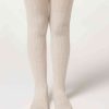 Girls’ Cashmere Tights with Cable Pattern