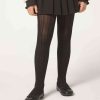 Girls’ Cashmere Tights with Cable Pattern