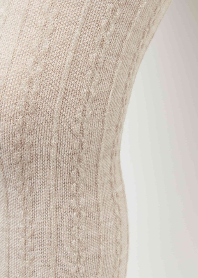 Girls’ Cashmere Tights with Cable Pattern