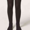 Girls’ Cashmere Tights with Cable Pattern