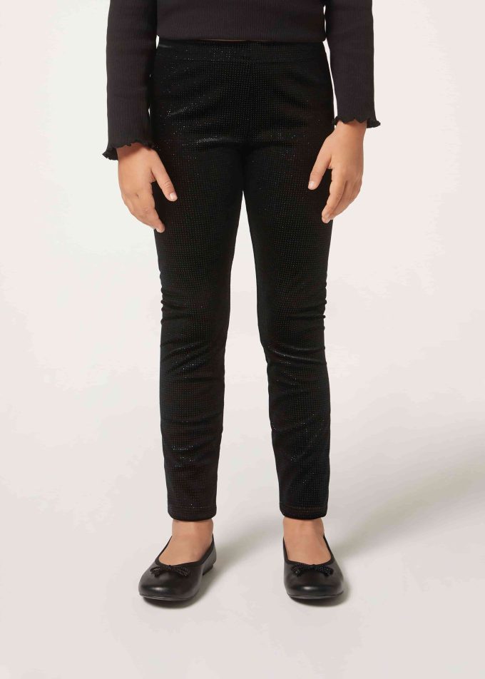 Girls’ Diamanté Appliqué Velvet Trousers