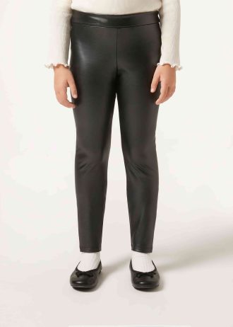 Girls’ Leather Effect Thermal Leggings