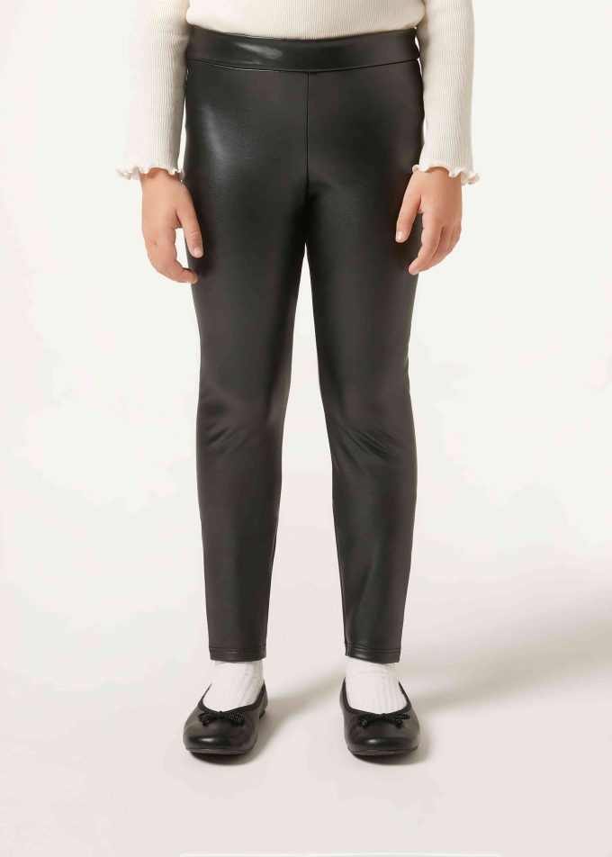Girls’ Leather Effect Thermal Leggings