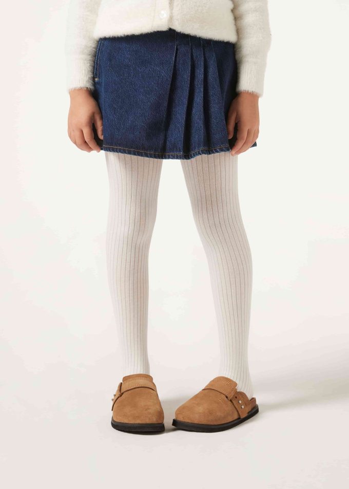 Girls Narrow Rib Cotton Tights