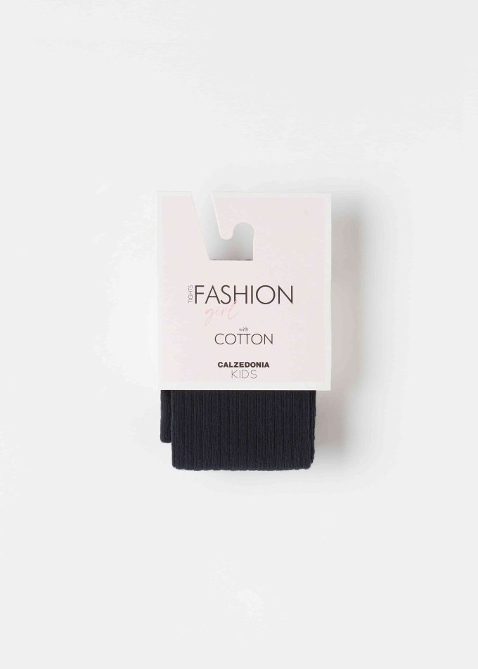 Girls Narrow Rib Cotton Tights