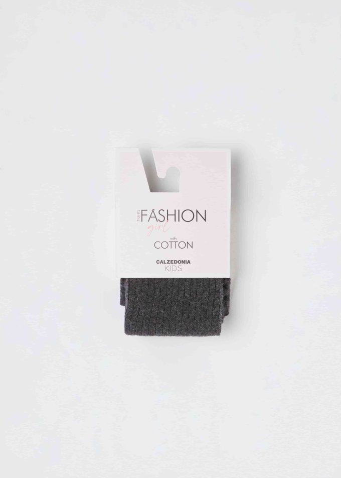 Girls Narrow Rib Cotton Tights