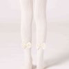 Girls’ Narrow Rib Cotton Tights with Bow