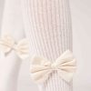 Girls’ Narrow Rib Cotton Tights with Bow