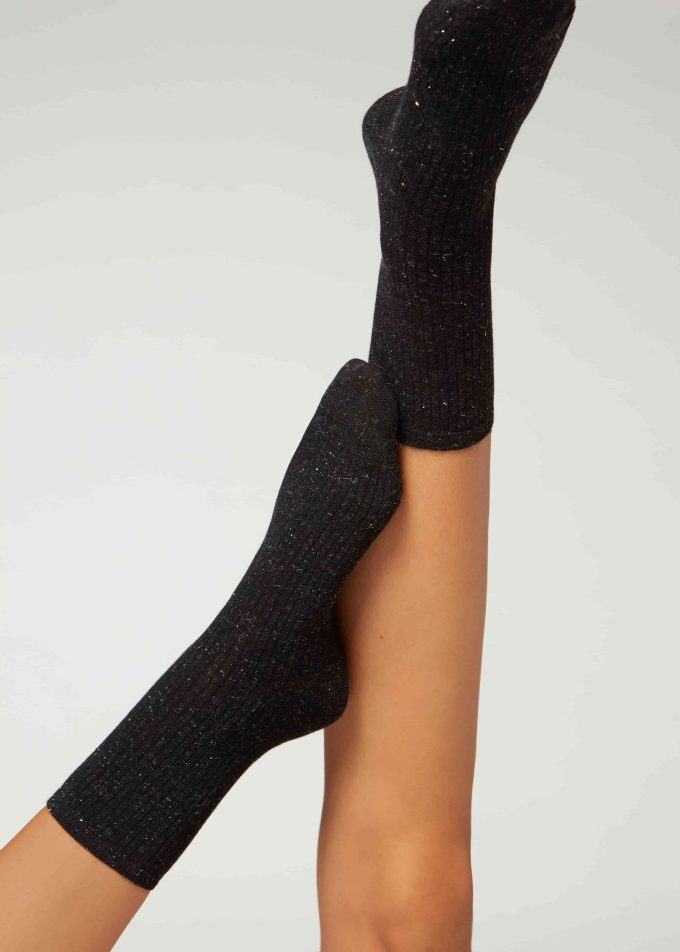 Glitter Cashmere Short Socks