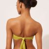 Graduated Padded Bandeau Bikini Top Shiny Satin