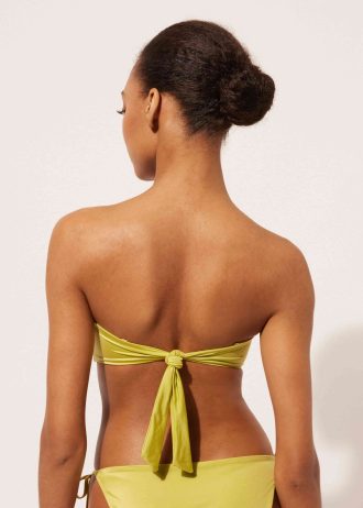 Graduated Padded Bandeau Bikini Top Shiny Satin