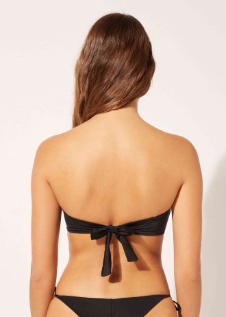 Graduated Padded Bandeau Bikini Top Shiny Satin