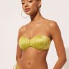 Graduated Padded Bandeau Bikini Top Shiny Satin