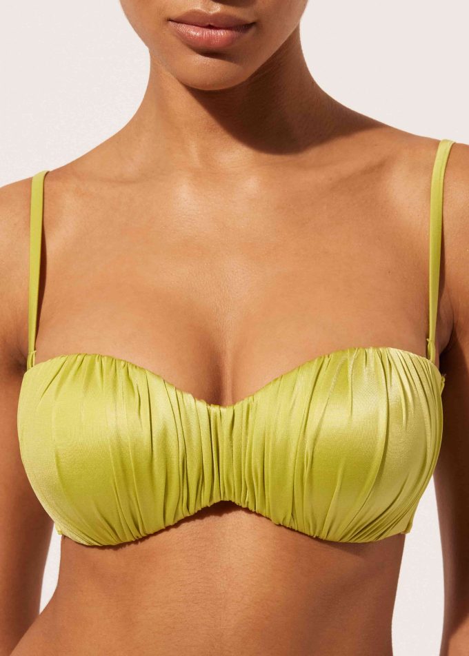 Graduated Padded Bandeau Bikini Top Shiny Satin