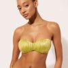 Graduated Padded Bandeau Bikini Top Shiny Satin