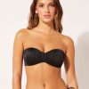 Graduated Padded Bandeau Bikini Top Shiny Satin