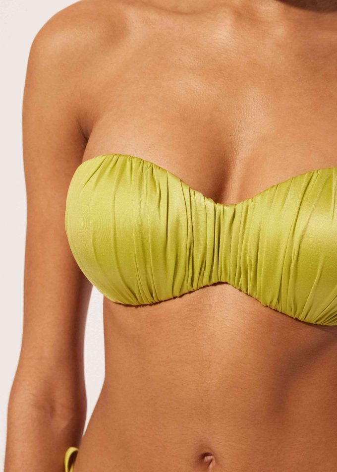 Graduated Padded Bandeau Bikini Top Shiny Satin