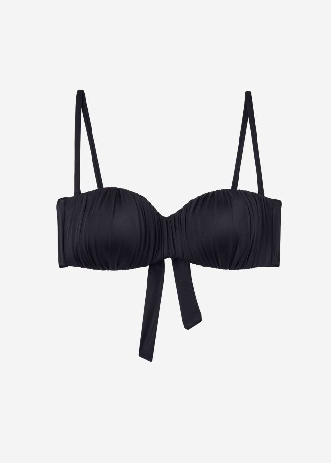 Graduated Padded Bandeau Bikini Top Shiny Satin