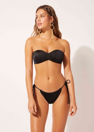 Graduated Padded Bandeau Bikini Top Shiny Satin
