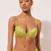 Graduated Padded Push-Up Bikini Top Shiny Satin