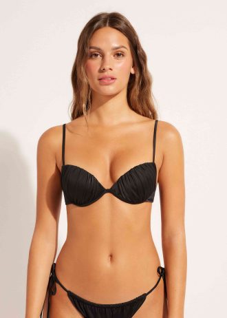 Graduated Padded Push-Up Bikini Top Shiny Satin