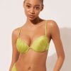 Graduated Padded Push-Up Bikini Top Shiny Satin
