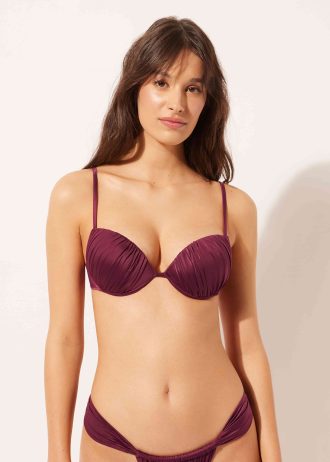 Graduated Padded Push-Up Bikini Top Shiny Satin