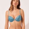 Graduated Padded Push-Up Bikini Top Shiny Satin