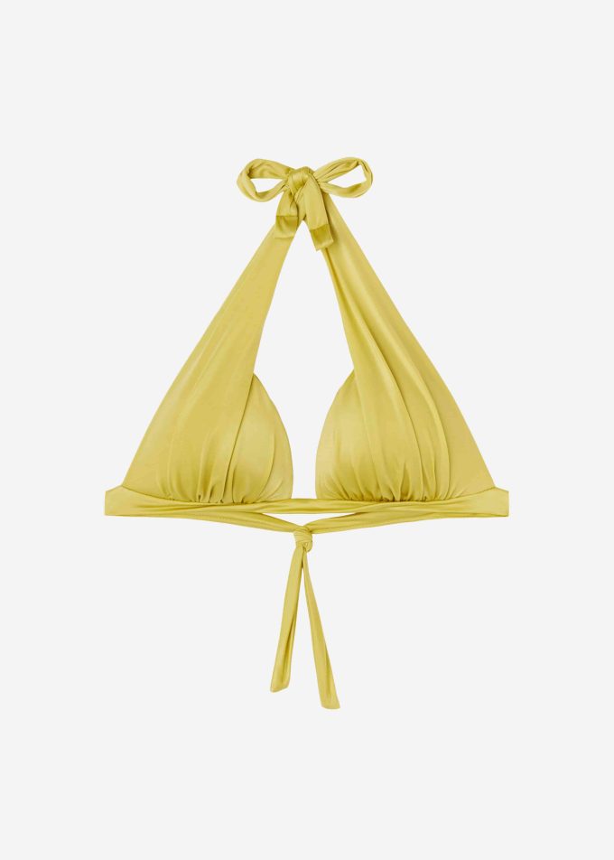 Graduated Padded Triangle Bikini Top Shiny Satin